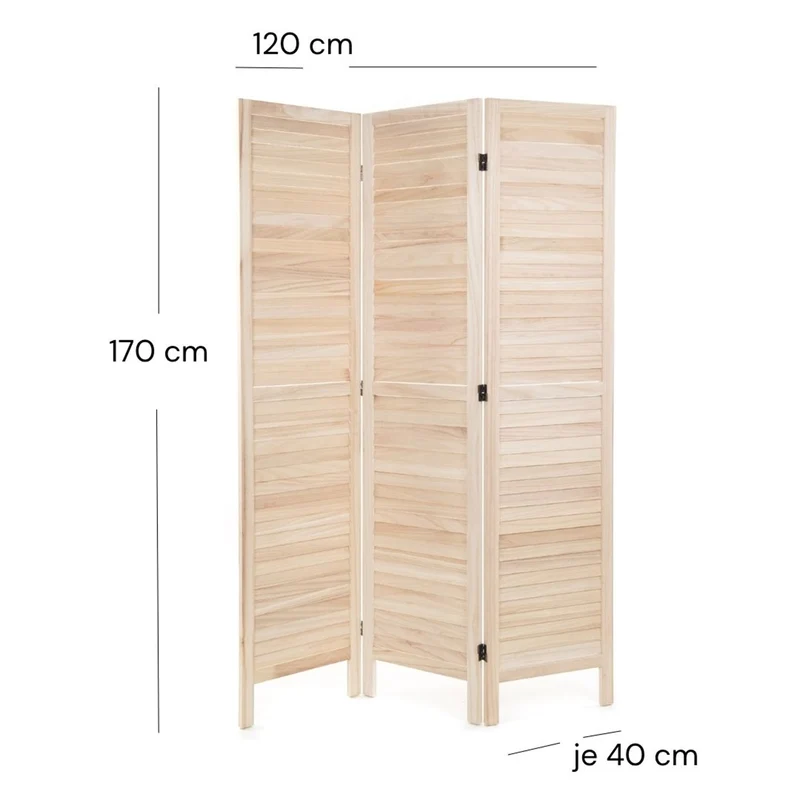 RAUMTEILER "COTTAGE" | 3-teilig, Holz | Paravent | Farbe: natur
