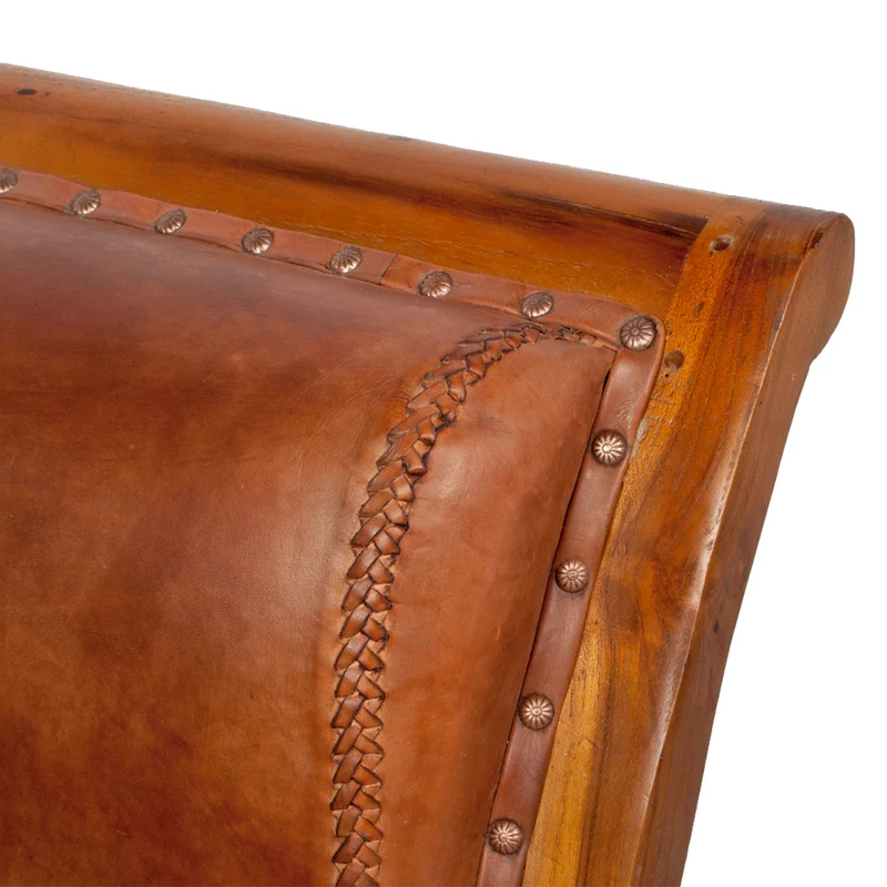 Ledersessel BAHIA Teak Brown mit Hocker
