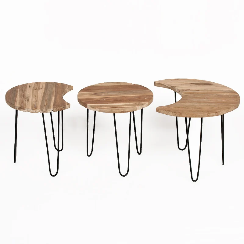 3tlg. Teak Couchtisch TRIPTICO Natural