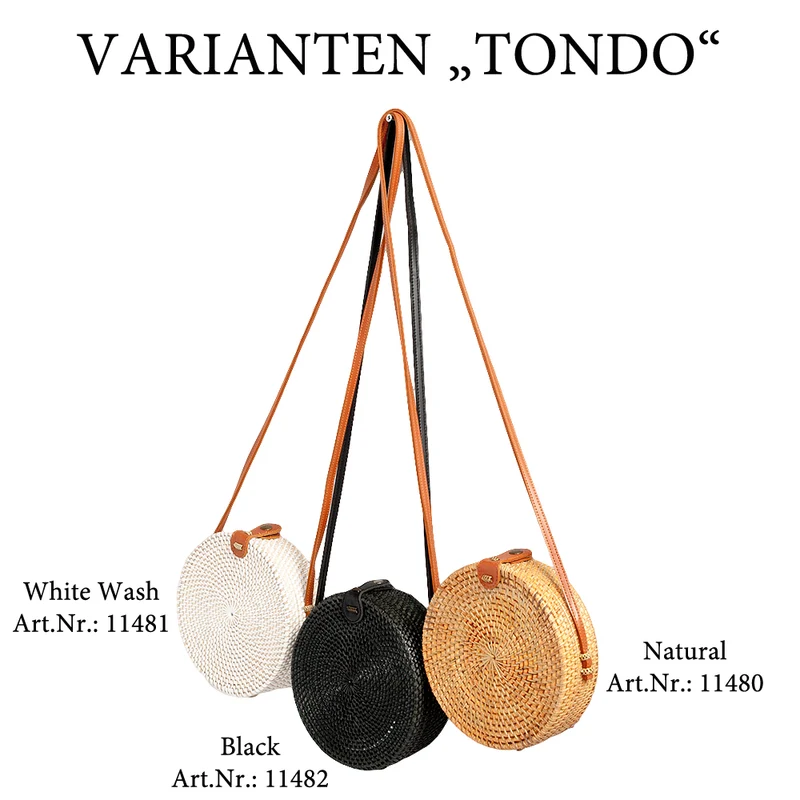 Rattan Handtasche TONDO ca. D20cm White Wash