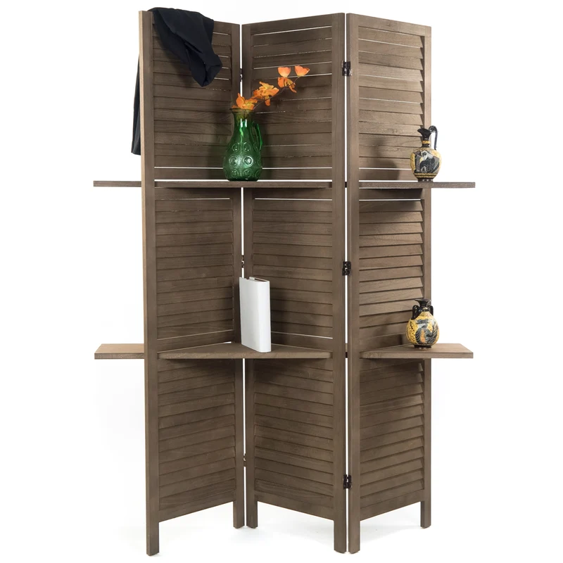 RAUMTEILER "COTTAGE II" | mit Regalböden | Paravent | Farbe: braun
