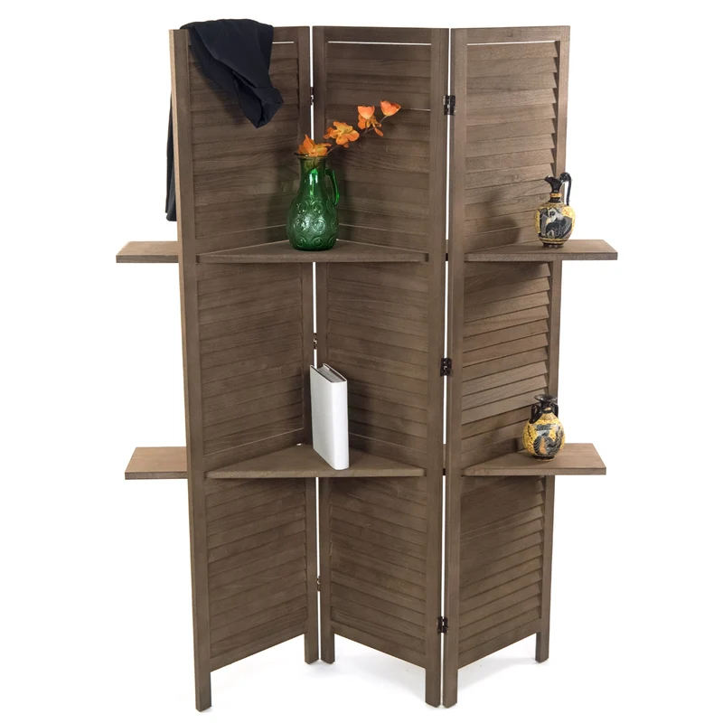 RAUMTEILER "COTTAGE II" | mit Regalböden | Paravent | Farbe: braun