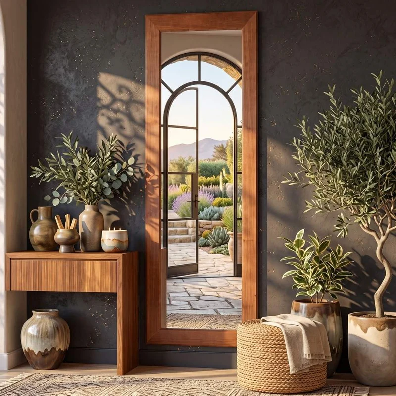 Massivholz Wandspiegel MADEIRA Dark-Brown 160x60cm