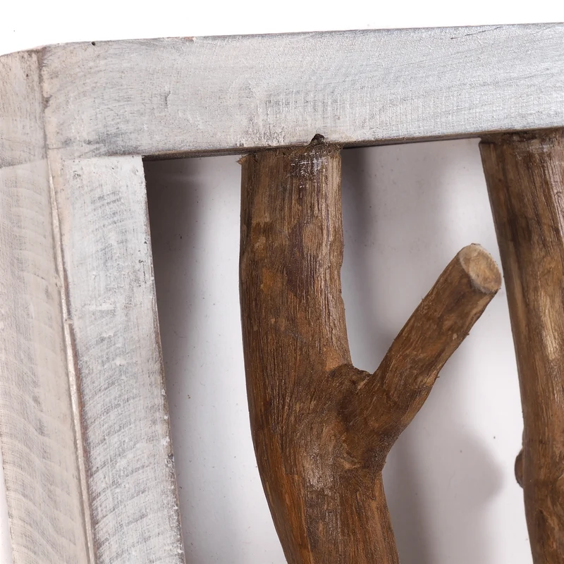 GARDEROBENLEISTE LIMB | 45x23cm(BxH) Treibholz Wandgarderobe mit Ästen | Farbe: 05 weiß-natur