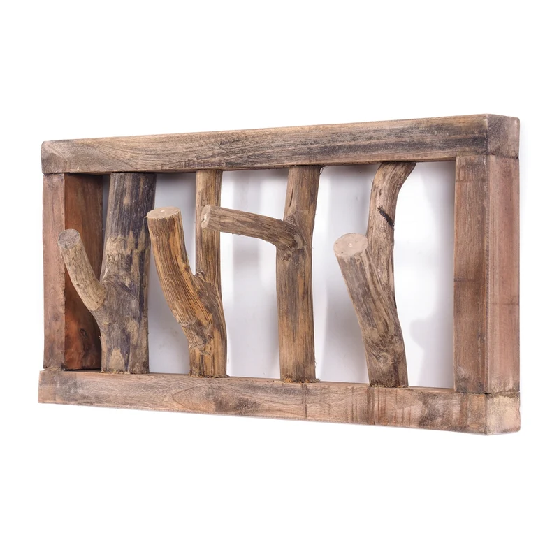 GARDEROBENLEISTE LIMB | 45x23cm(BxH) Treibholz Wandgarderobe mit Ästen | Farbe: 01 natur-vintage