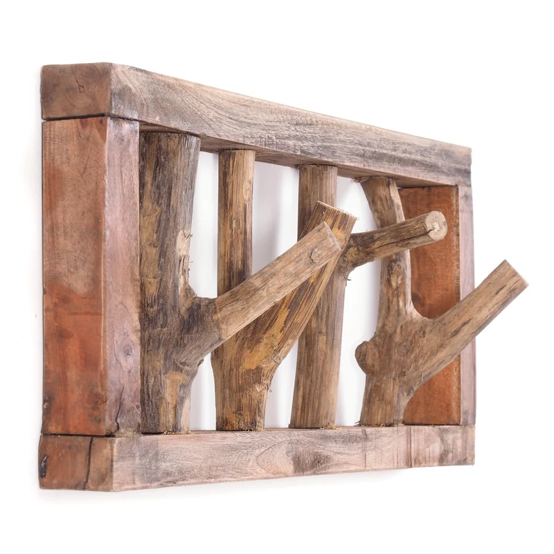 GARDEROBENLEISTE LIMB | 45x23cm(BxH) Treibholz Wandgarderobe mit Ästen | Farbe: 01 natur-vintage