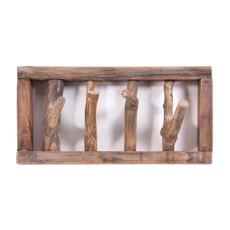 GARDEROBENLEISTE LIMB | 45x23cm(BxH) Treibholz Wandgarderobe mit Ästen | Farbe: 01 natur-vintage