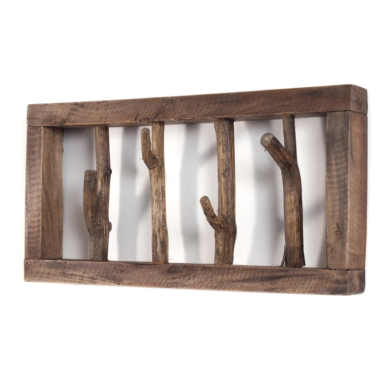 GARDEROBENLEISTE LIMB | 45x23cm(BxH) Treibholz Wandgarderobe mit Ästen | Farbe: 01 natur-vintage