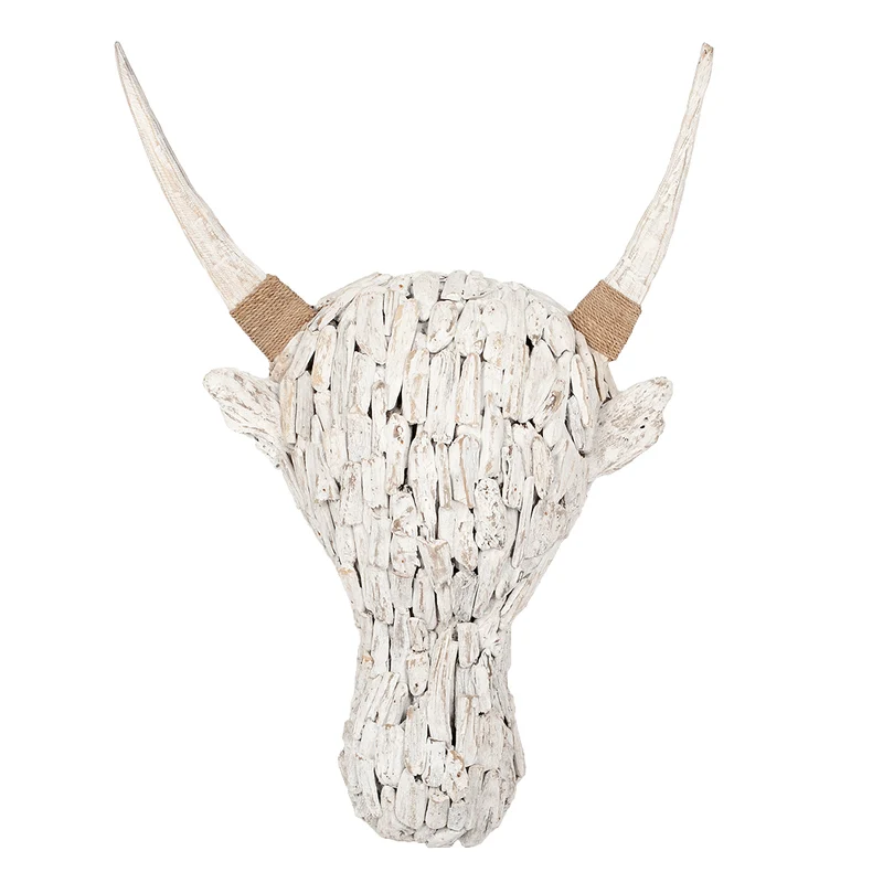 Wand Deko-Objekt BULL-SMALL White Wash