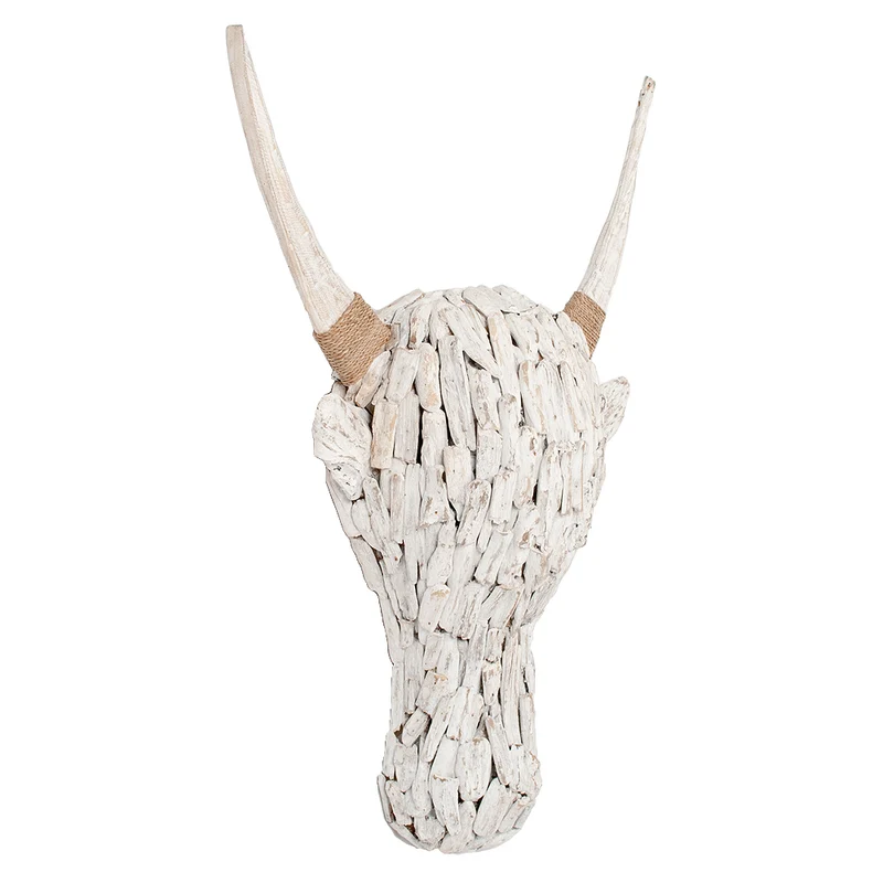 Wand Deko-Objekt BULL-SMALL White Wash