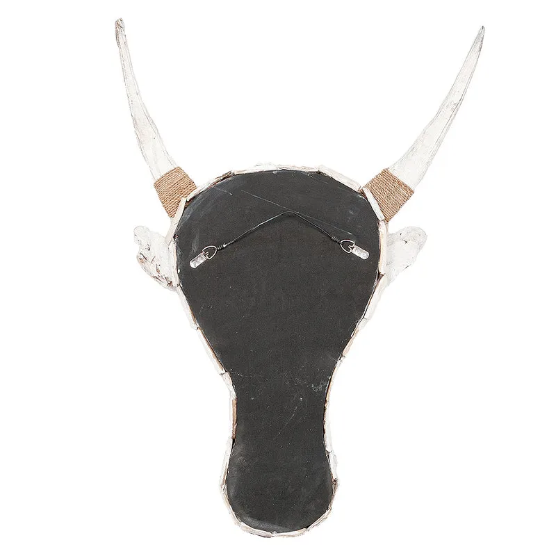 Wand Deko-Objekt BULL-SMALL White Wash
