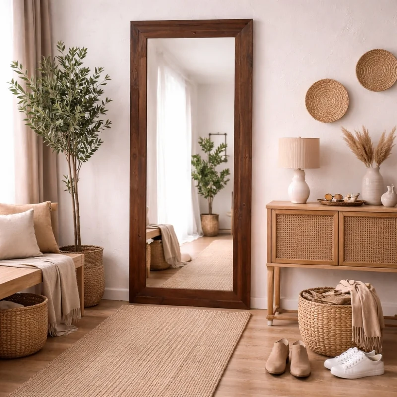 Wandspiegel TEAK 160x70cm recyceltes Teakholz natural Spiegel