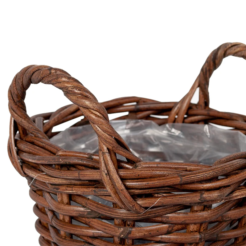 Pflanzkorb VERONA-4 ca. D20cm Natural Brown mit Henkeln