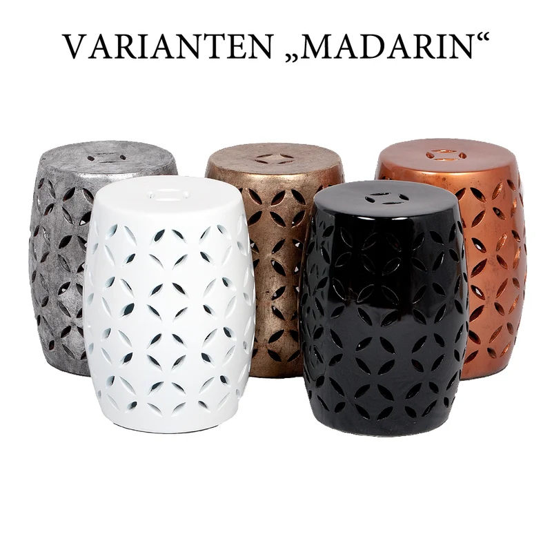 Terracotta Beistellisch MADARIN Farbe Schwarz H40cm Hocker