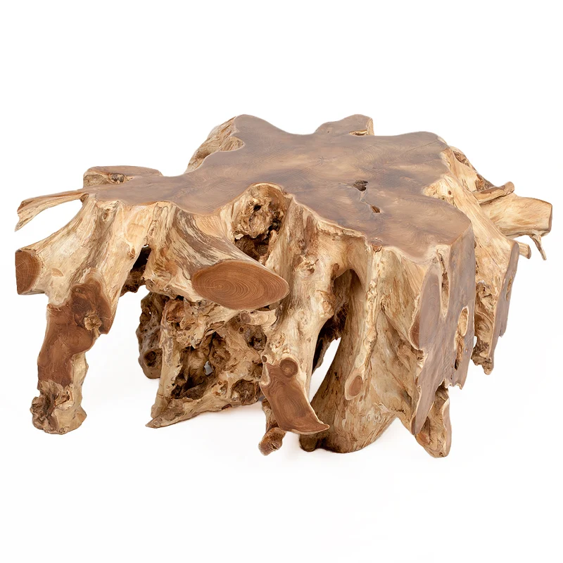 Einzigartiger Teak-Wurzel Couchtisch AKAR Natural ca. 80x80cm