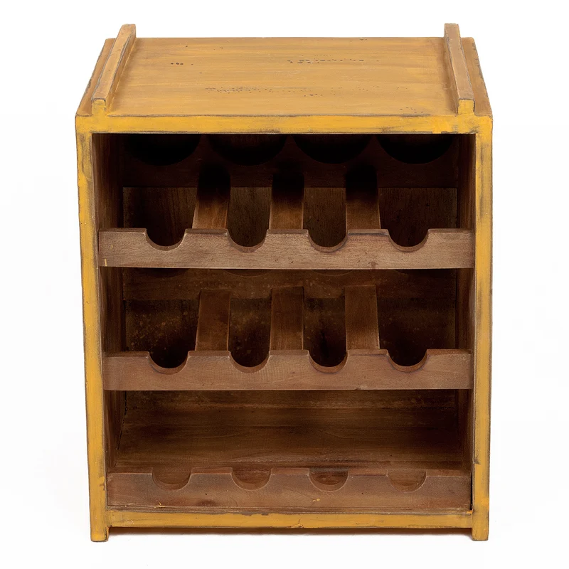 Flaschenbox SURAT Antique Yellow ca. H40cm Mahagoni Shabby Weinregal