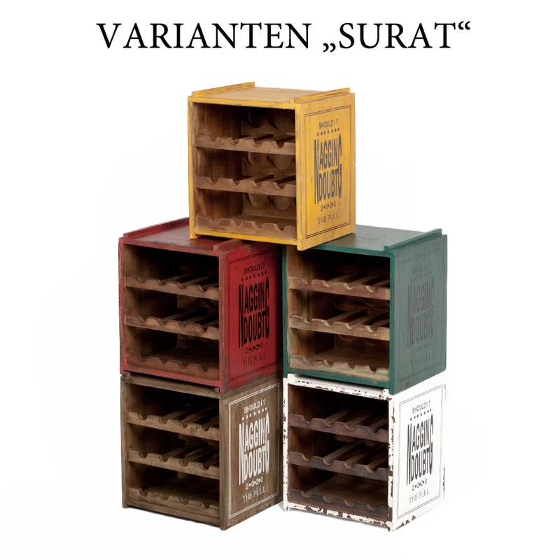 Flaschenbox SURAT Antique Yellow ca. H40cm Mahagoni Shabby Weinregal