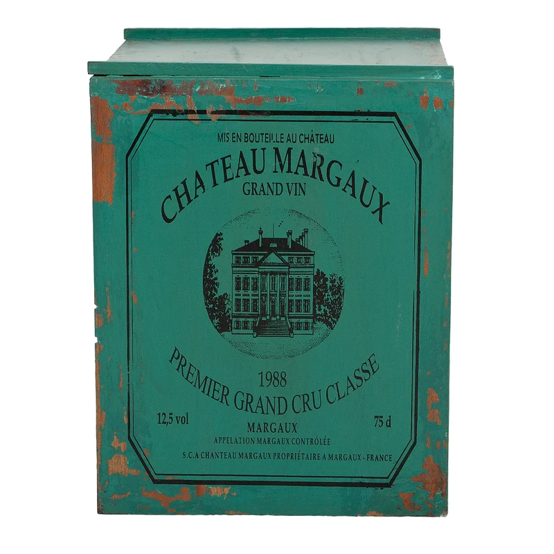 Flaschenbox SURAT Antique Green 40cm Mahagoni Shabby Weinregal