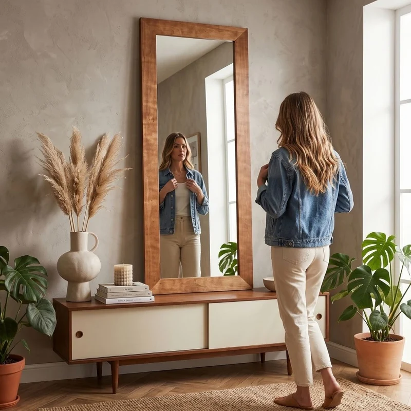 Massivholz Wandspiegel MADEIRA Natural ca. 160x60cm