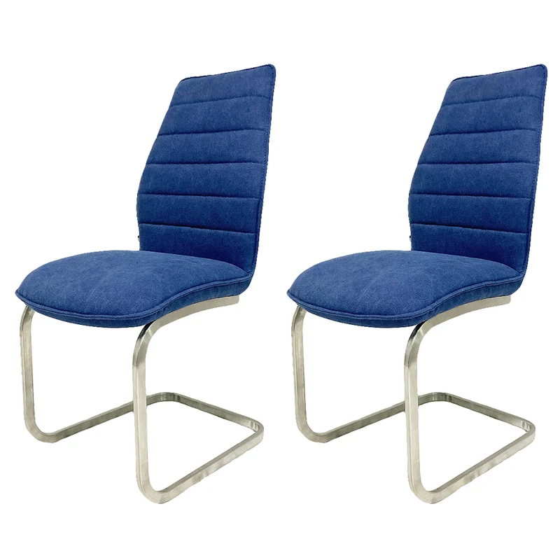 2tlg. Set Freischwinger BOSTON Blau Edelstahl-Gestell