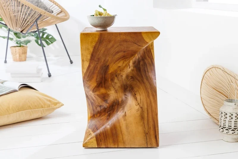 Design Beistelltisch BELFAST 45cm Suar Massivholz Natural