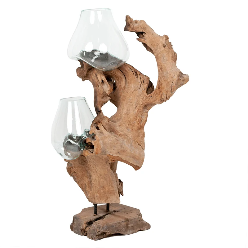 Einzigartiges Deko-Objekt DROP-DUO ca. H100cm Teakholz