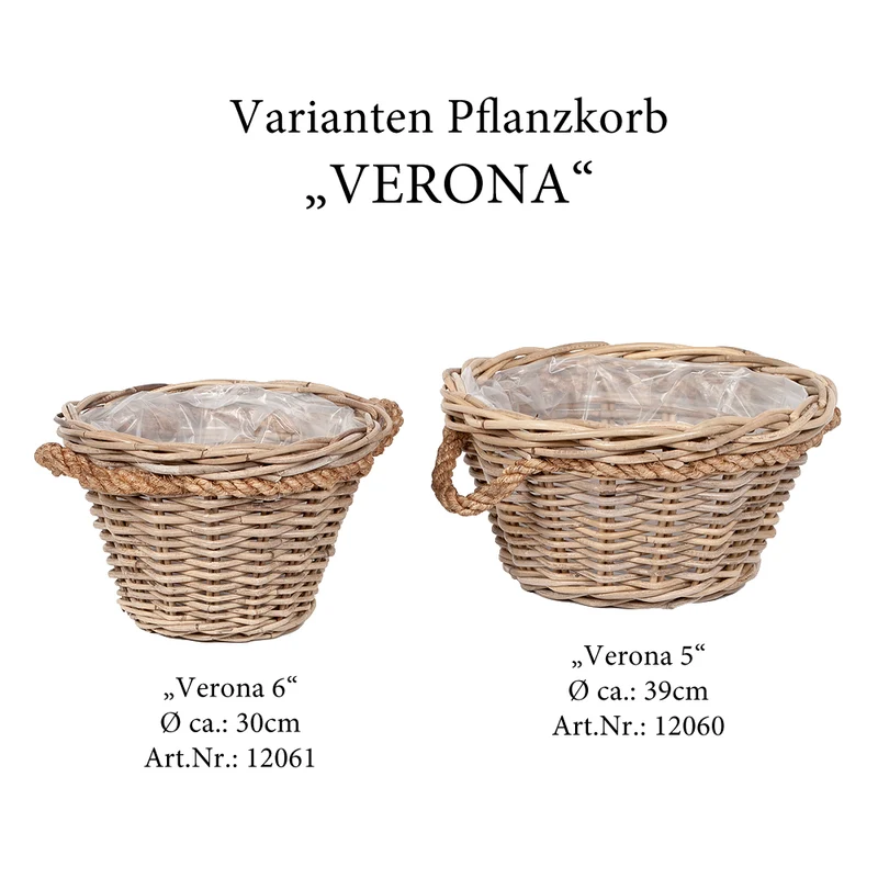 Pflanzkorb VERONA-5 Rund ca. D39cm mit Henkeln
