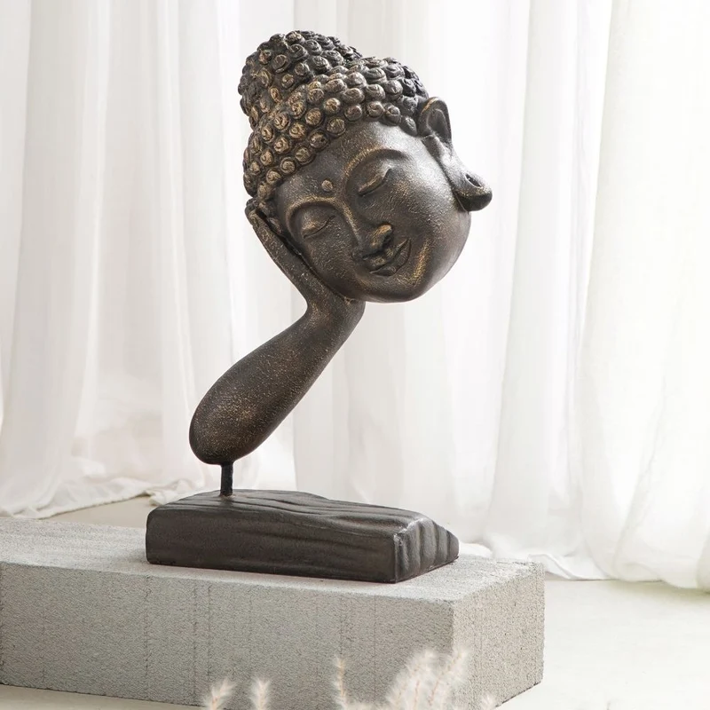 Spirituelle Buddha Statue RELAX 70cm gold-schwarz Deko Skulptur