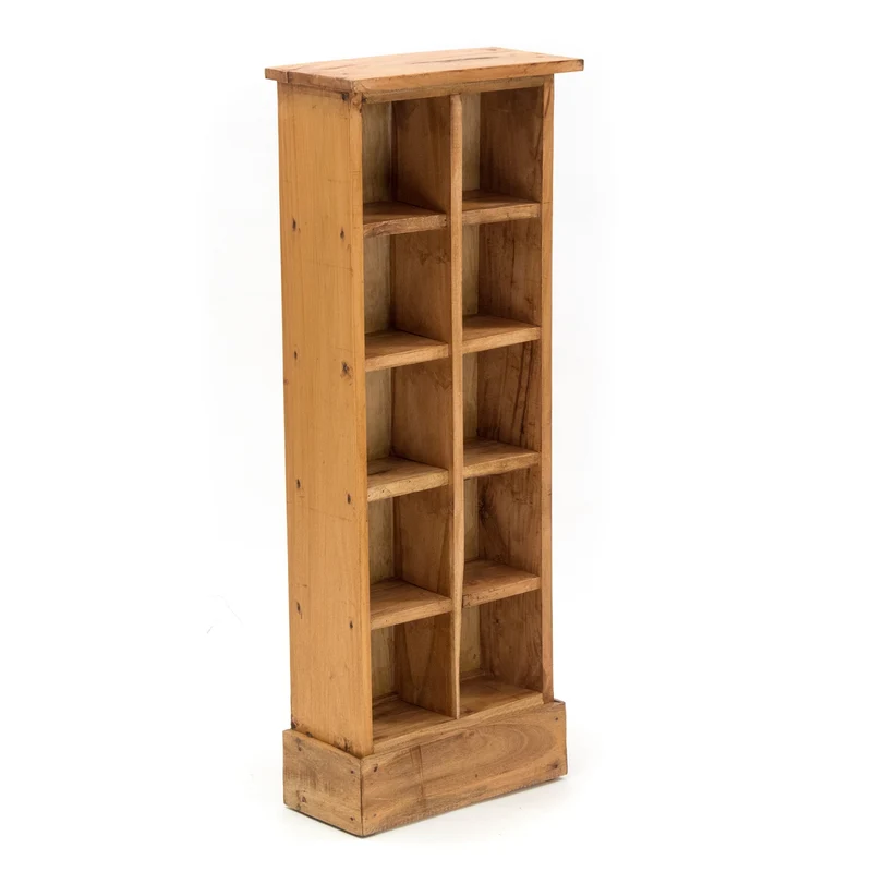 RUSTIKALES CD & BÜCHERREGAL NATURE | 94x36cm(HxB) Holzregal 10 Fächer | Farbe: 08 honigfarben gewachst