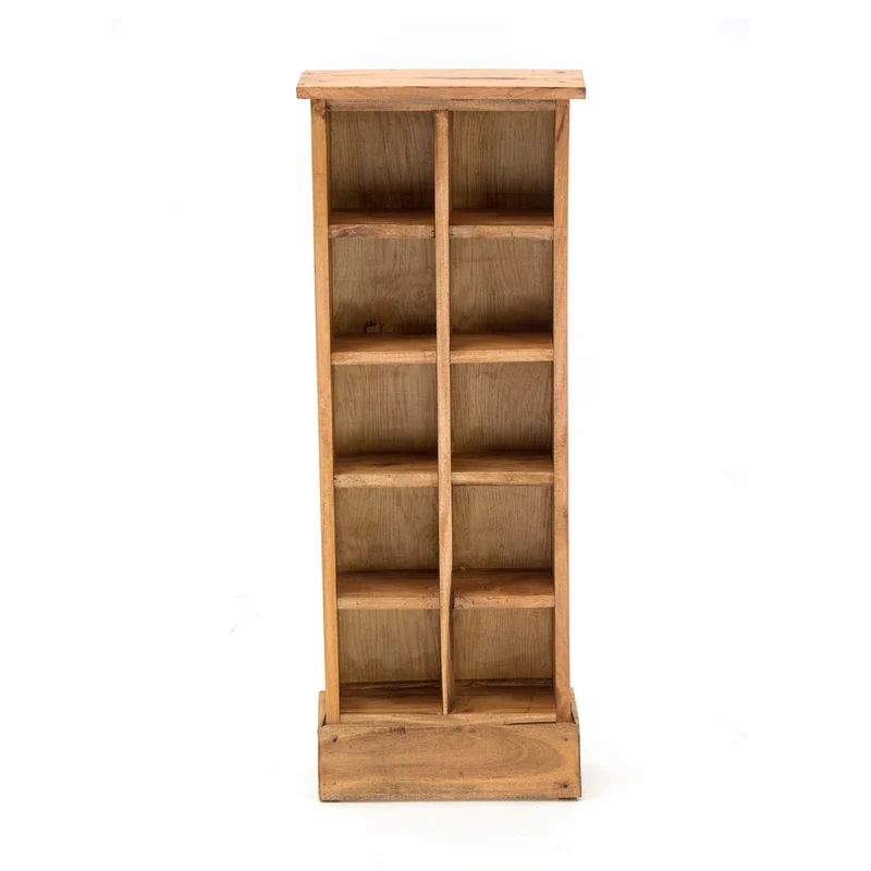 RUSTIKALES CD & BÜCHERREGAL NATURE | 94x36cm(HxB) Holzregal 10 Fächer | Farbe: 08 honigfarben gewachst