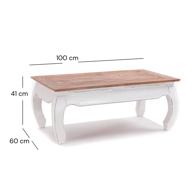 OPIUMTISCH "EAST" | 100x60cm (BxT), Mahagoni | Beistelltisch | Farbe: 06 weiß-landhaus