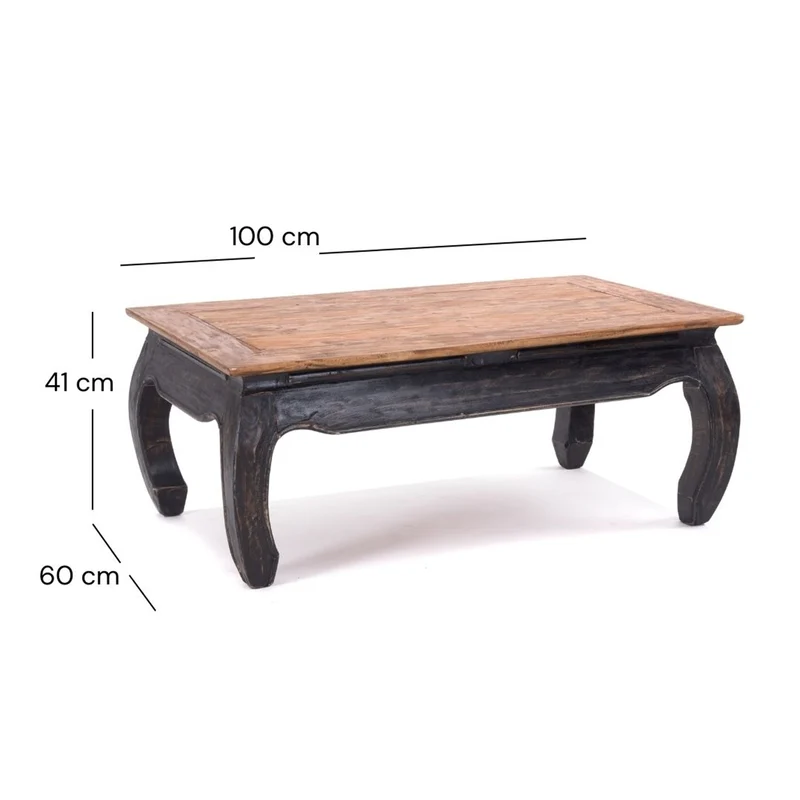 OPIUMTISCH "EAST" | 100x60cm (BxT), Mahagoni | Beistelltisch | Farbe: 04 schwarz-natur