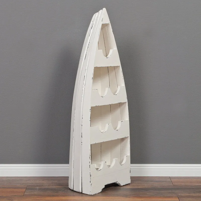 Massivholz Bootsregal VINO ca.100cm Antique-White Weinregal