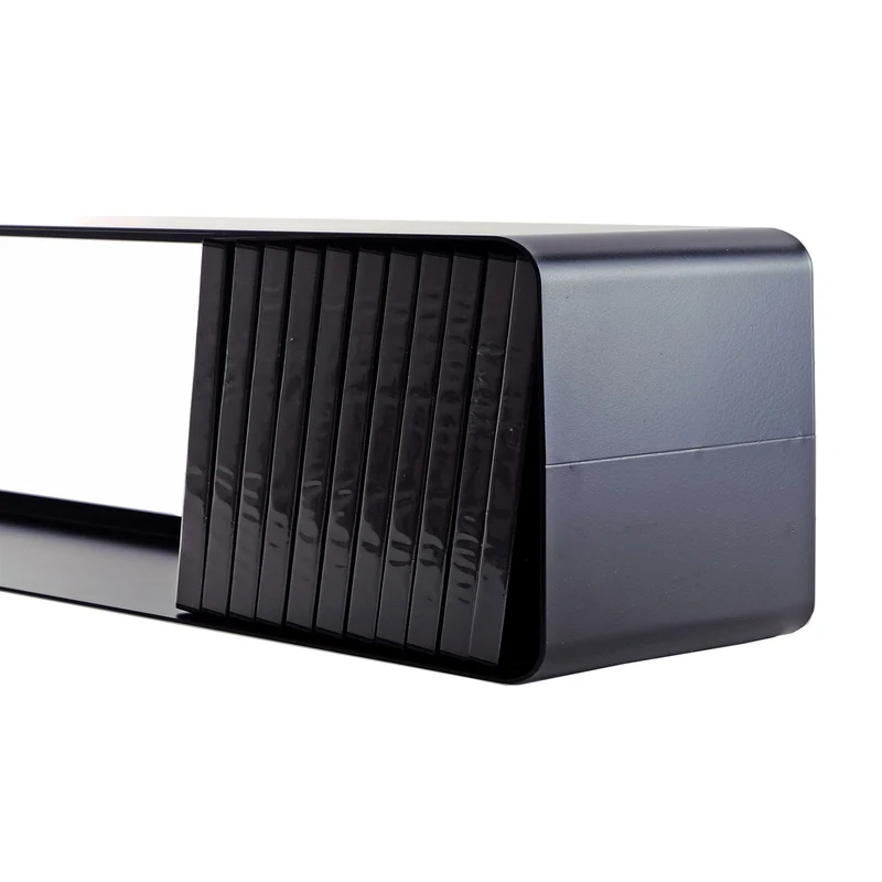 RETRO DESIGN CD REGAL "CUBE" | 120cm, Metall, Wandregal für 100CDs | Farbe: schwarz