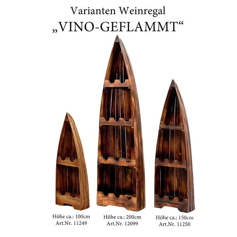 Massivholz Weinregal VINO ca.100cm Geflammt Mahagony Bootsregal