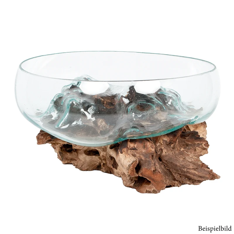 Deko-Glas DROP-8 ca. D35cm Teak Natural Handarbeit Schale