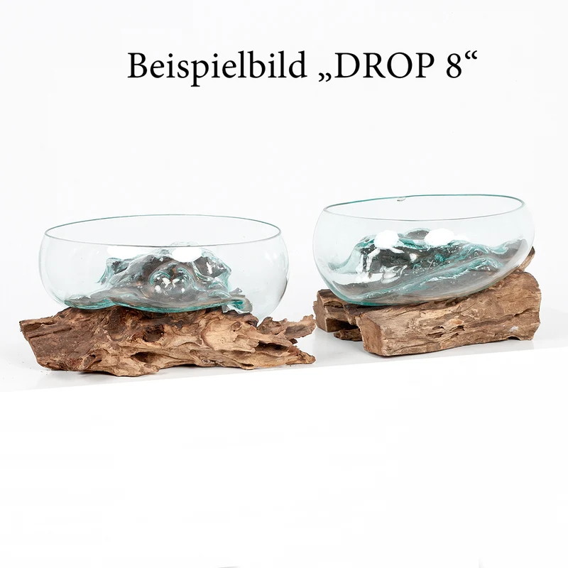 Deko-Glas DROP-8 ca. D35cm Teak Natural Handarbeit Schale