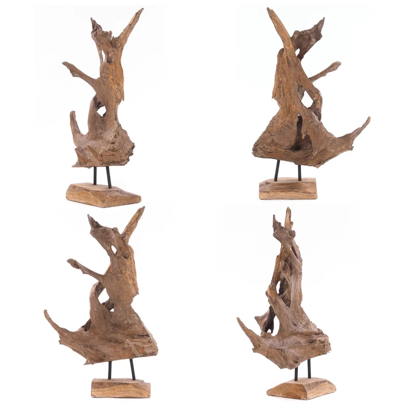TREIBHOLZ SKULPTUR "ROOTS 40" | Teakholz rustikal | Dekofigur