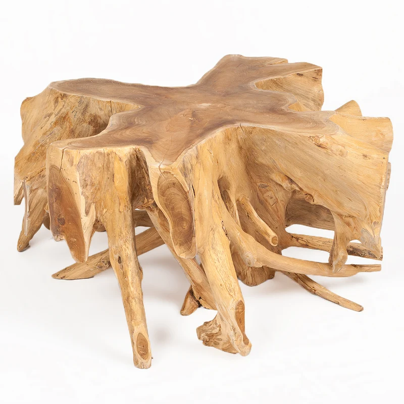 Unikat Teak Couchtisch AKAR Natural ca.80cm Natural Beistelltisch