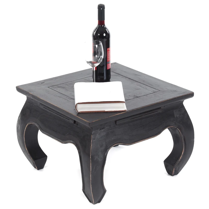 OPIUMTISCH "EAST 50" | 50x50x35cm, Mahagoni | Beistelltisch | Farbe: 09 voodoo - schwarz