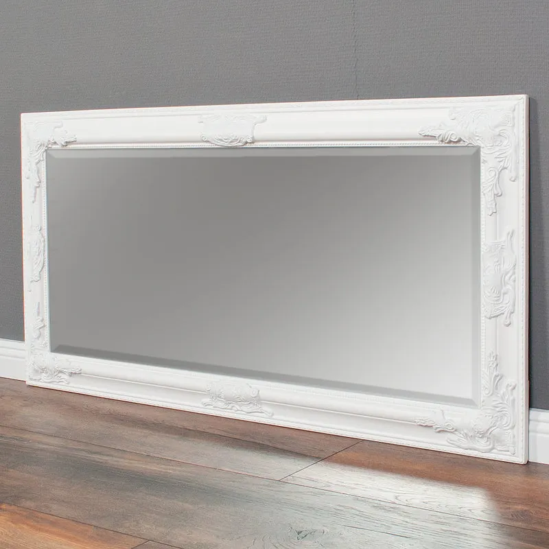 Eleganter Barock Spiegel BESSA 120x60cm weiss Holzrahmen