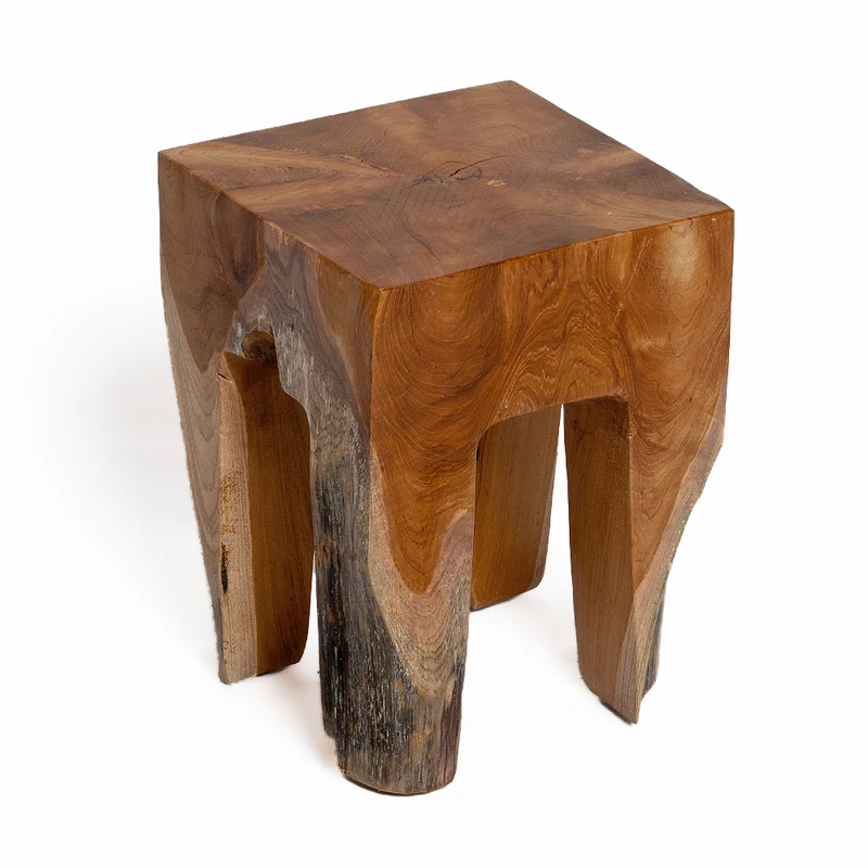 Teak Hocker ZAHN H40cm Beistelltisch Massivholz
