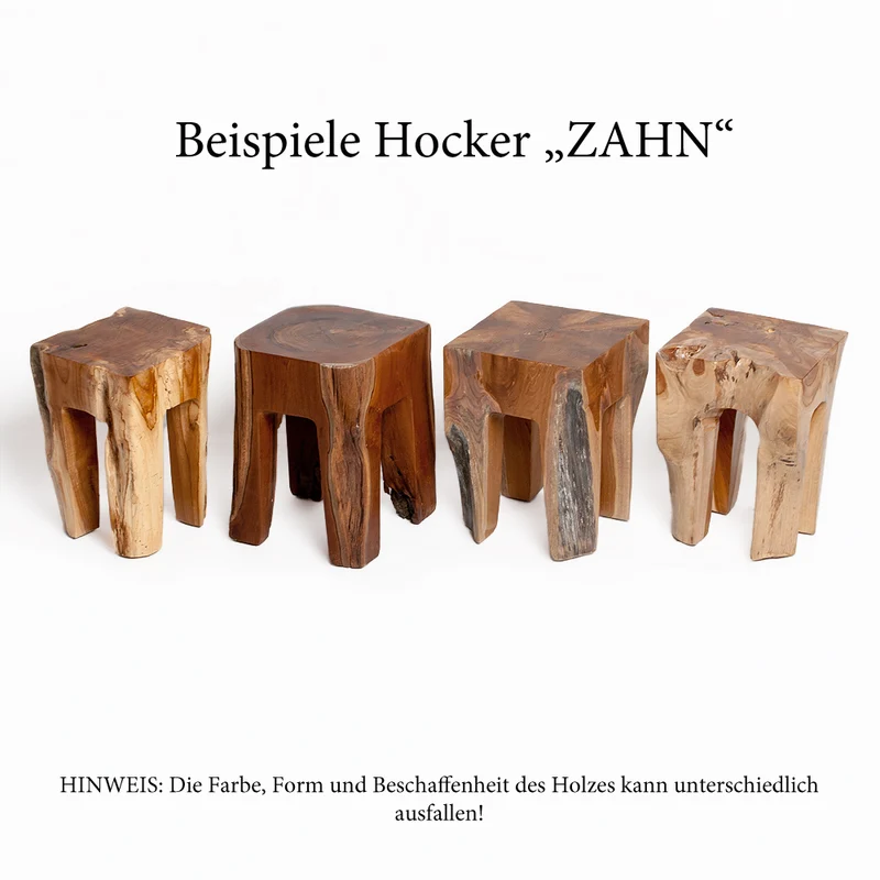 Teak Hocker ZAHN H40cm Beistelltisch Massivholz