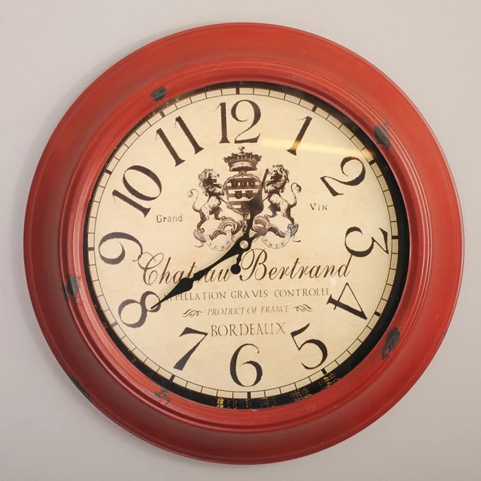 Wanduhr ANTIK im Vintage-Design rot