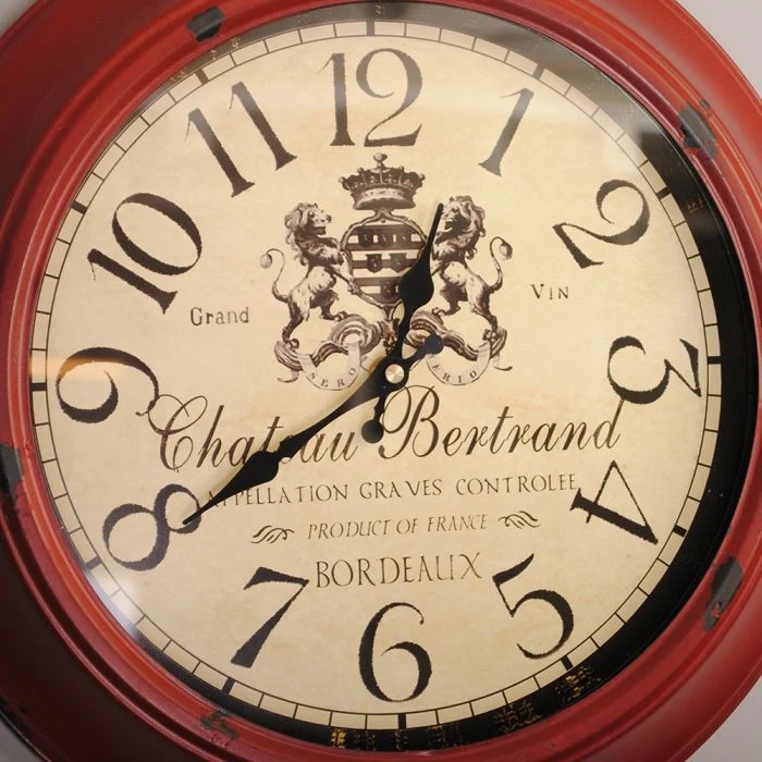 Wanduhr ANTIK im Vintage-Design rot