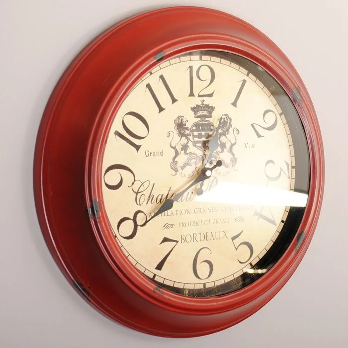 Wanduhr ANTIK im Vintage-Design rot