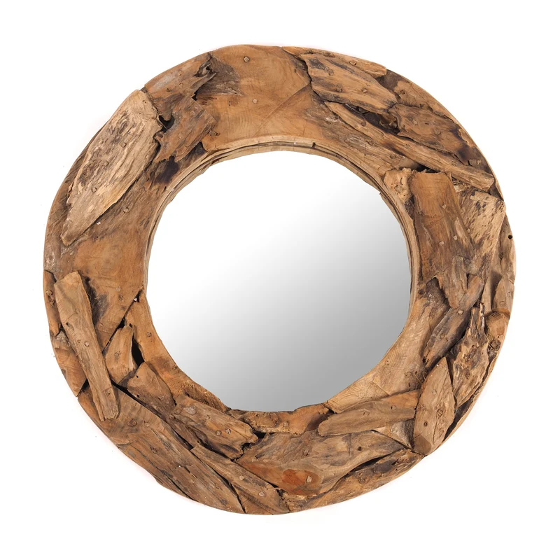 RUNDER SPIEGEL "TEAK 60" | Treibholz, Ø 60 cm | Wandspiegel