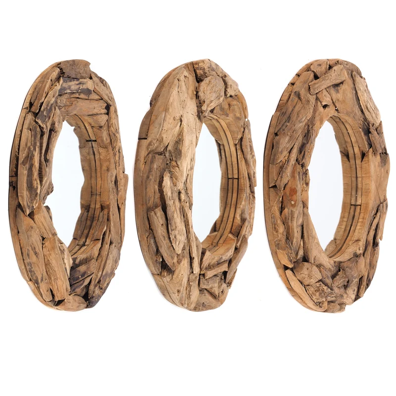 RUNDER SPIEGEL "TEAK 60" | Treibholz, Ø 60 cm | Wandspiegel