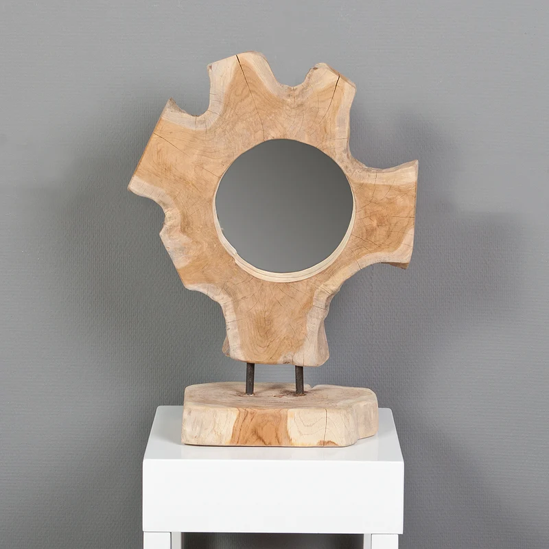 Spiegel KAKI aus Teakholz mit Holzfuß ca.55cm