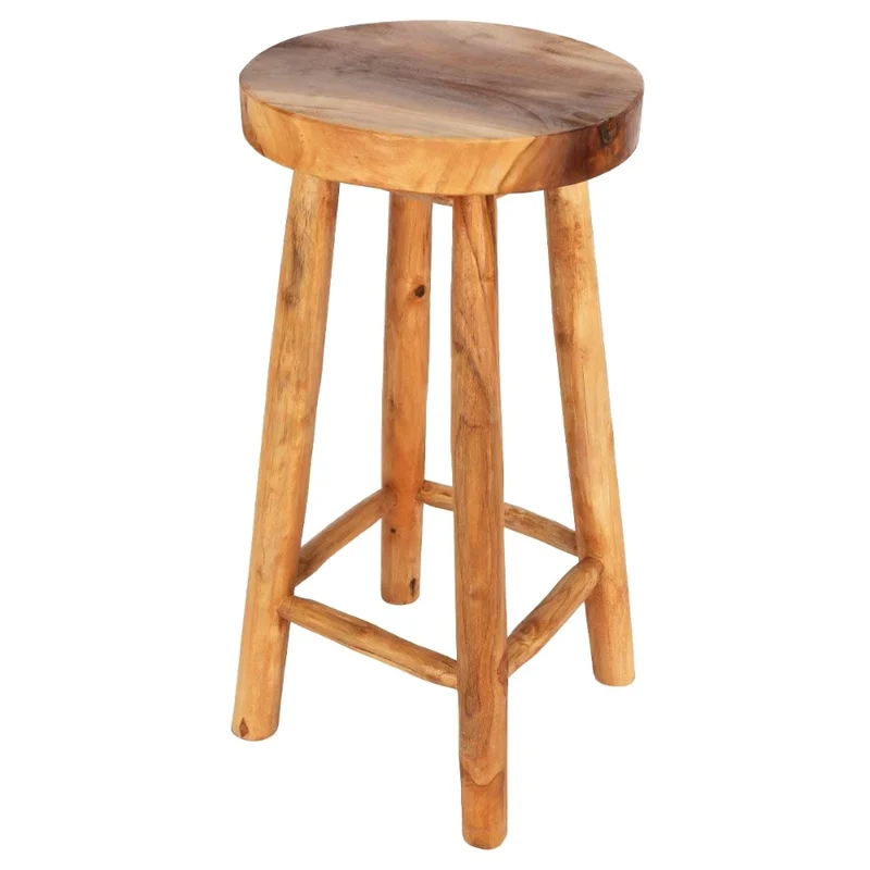 Teak Barhocker BARRA H75cm Natural Massivholz Handarbeit